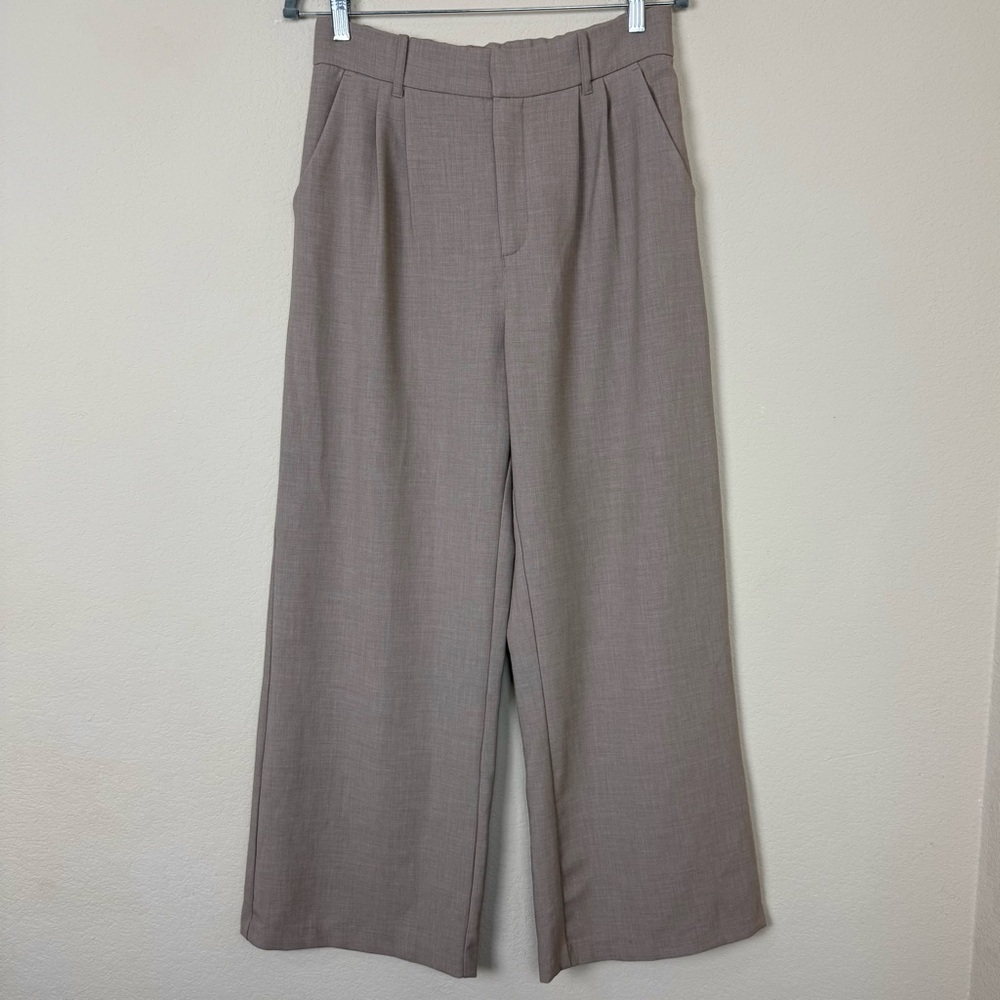 Abercrombie & Fitch Tan Wide Leg Pants High-Waisted Flow
